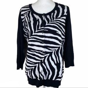 Talbots Cardigan Sweater Black Zebra Size 2X